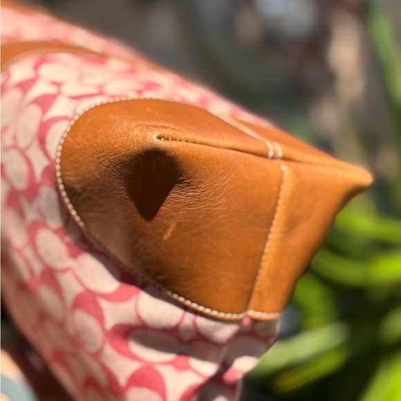 COACH Signature Logo Red and Brown Tote - Picture 8 of 16